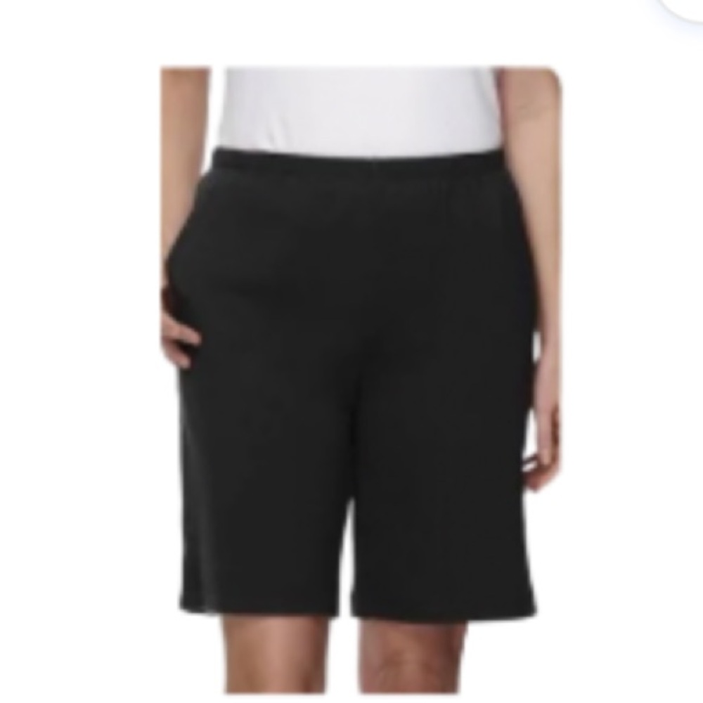 NWT Lauren Ralph Lauren Riviera Black Cotton Bermuda Pull On Shorts Size Med